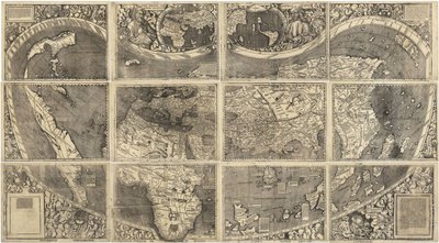 विश्व मानचित्र Universalis Cosmographia, 1507 द्वारा मार्टिन वाल्सडिमुलर