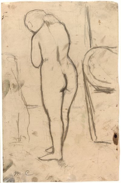 स्थायी नग्न के लिए ड्राइंग, c.1879 द्वारा Mary Cassatt