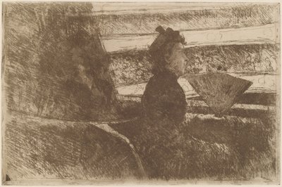 लेडी इन ब्लैक, इन ए लॉग, फेसिंग राइट, c. 1880. द्वारा मैरी कसाट