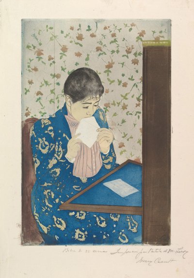 पत्र, 1890–91 (ड्राईप्वाइंट और एक्वाटिंट, तीन प्लेटों से मुद्रित) द्वारा मैरी कसाट
