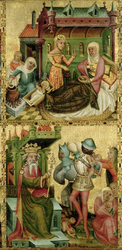 वर्जिन की विशिष्टता और मासूमों का नरसंहार, बक्सैथुदे अल्टार से, 1400-10 (पैनल पर तापमान) द्वारा मिंडेन के मास्टर बर्ट्राम