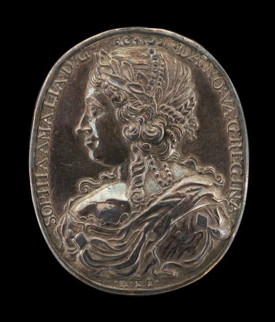 सोफिया अमेलिया, 1628-1685, फ्रेडरिक III 1643 की पत्नी [रिवर्स], सी। 1648. द्वारा मास्टर एलडीएस