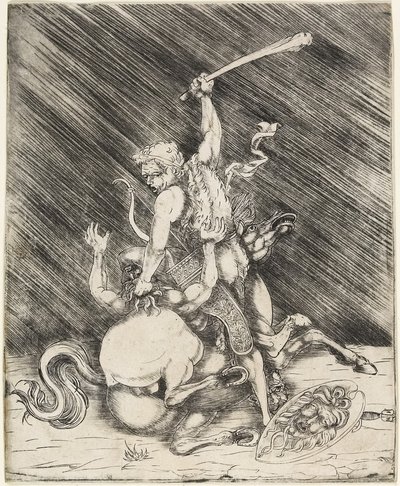 हरक्यूलिस और कैकस, c.1505-1520 (ड्रायपॉइंट-तरीके से नक़्क़ाशी) द्वारा 1515 के मास्टर