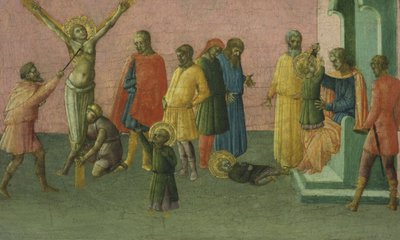 संन्यासी की शहादत, 1400-50 (पैनल पर गुस्सा और सोने की पत्ती) द्वारा सेंट जुलिटा और सेंट क्विरिकस के मास्टर सेंट जुलिटा और सेंट क्विरिकस के मास्टर