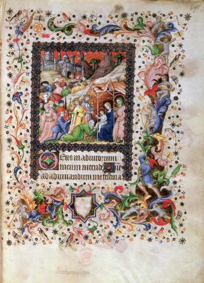 29433 f.67 बच्चे की आराधना, घंटों की एक पुस्तक से, c.1407 (वेल्लम) जोड़ें द्वारा ब्रुसेल्स इनिशियल्स के मास्टर