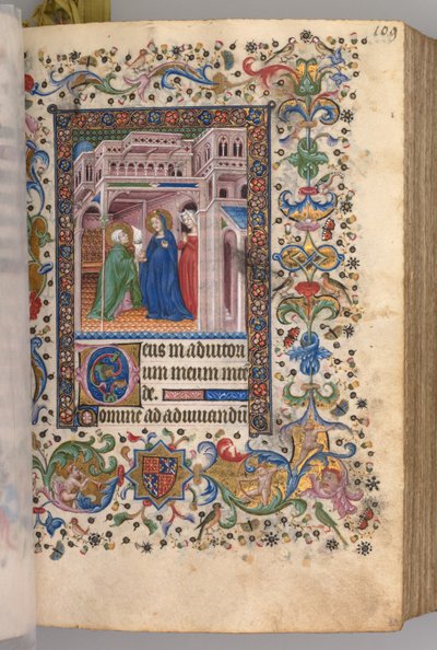 ऑवर्स ऑफ द चार्ल्स नोबल, किंग ऑफ नवरे 1361-1425: फॉल। 55r, द विज़िटेशन लाउड्स, सी। 1405। द्वारा ब्रसेल्स के प्रारंभिक और एसोसिएट्स के मास्टर