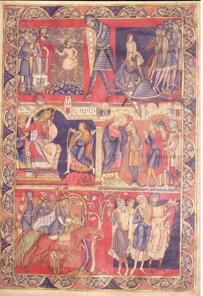 विनचेस्टर बाइबिल, 1160-80 से सैमुअल, शाऊल और डेविड के जीवन के दृश्य द्वारा मॉर्गन लीफ के मास्टर
