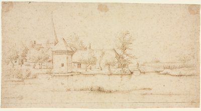 एक खाई वाले गांव के साथ लैंडस्केप, 1559-1561। द्वारा छोटे परिदृश्य के मास्टर