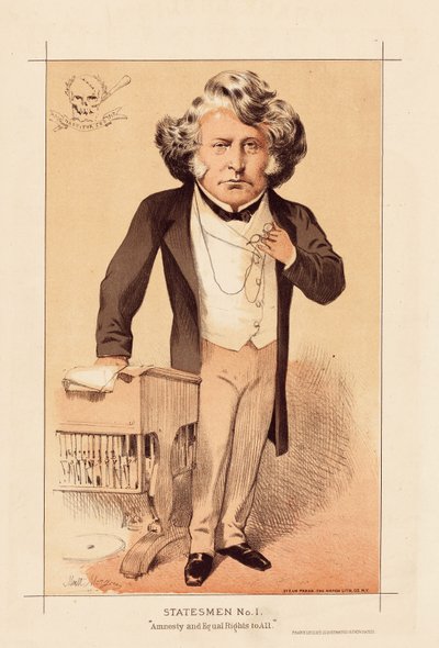 स्टेट्समैन नंबर 1, एमनेस्टी एंड इक्वल राइट्स टू ऑल, पब। 1871 (रंग लिथो) द्वारा मैथ्यू 