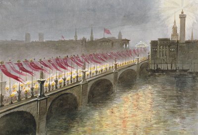 1863 में डेनमार्क की राजकुमारी एलेक्जेंड्रा के आगमन की रात लंदन ब्रिज का दृश्य द्वारा मुंह