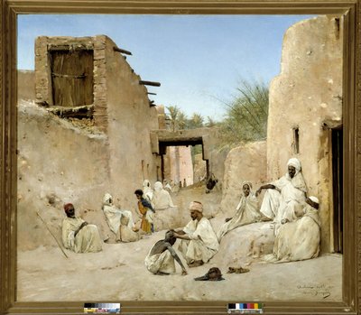 मौरिस बोम्पार्ड (1857-1936) 1882 डिम द्वारा अल्जीरिया पेंटिंग में चेतमा के ओएसिस की एक सड़क। 140x160 सेमी। द्वारा मौरिस बॉम्पर्ड