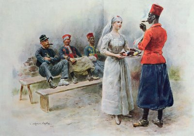 प्रथम विश्व युद्ध, 1915 के दौरान ज़ौवेस और सैनिकों के साथ पसंदीदा नर्स द्वारा मौरिस हेनरी ऑरेंज