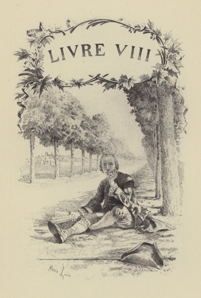 जीन-जैक्स रूसो द्वारा लेस कन्फेशंस की पुस्तक VIII के लिए चित्रण (उत्कीर्णन) द्वारा मौरिस लेलोइर