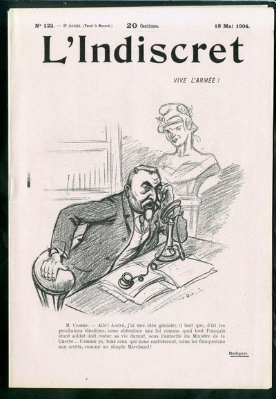 "" L'Indiscret" का कवर, नंबर 1, B & W . में व्यंग्य द्वारा मौरिस रेडिगेट