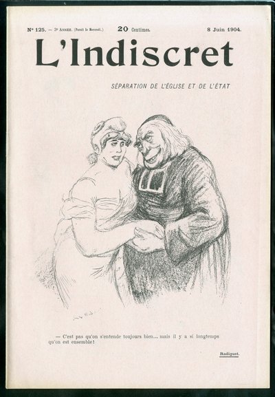 "" L'Indiscret" का कवर, नंबर 1, B & W . में व्यंग्य द्वारा मौरिस रेडिगेट