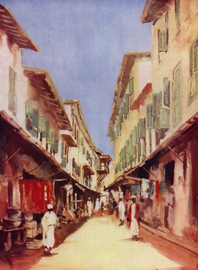 ज़ांज़ीबार में एक सड़क (रंगीन लिथो) द्वारा मौरिस रान्डेल