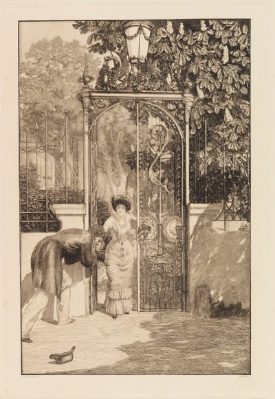 श्रृंखला ए लव, ओपस एक्स, 1887 से गेट पर। द्वारा मैक्स क्लिंगर