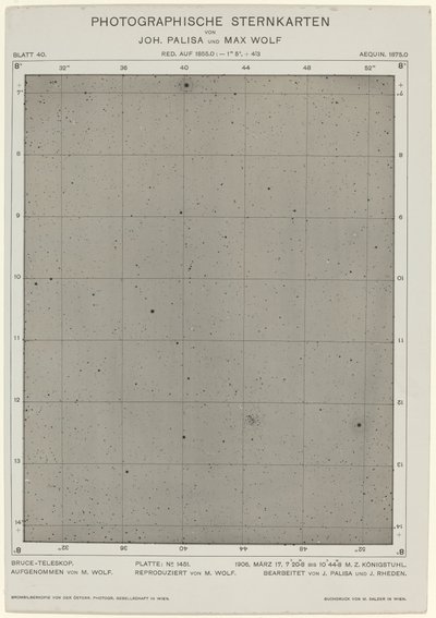 फ़ोटोग्राफ़िक सितारा मानचित्र (17 मार्च, 1906) द्वारा मैक्स वुल्फ और जोह पालिसा
