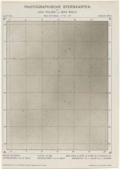 फ़ोटोग्राफ़िक स्टार मानचित्र (2 मार्च, 1906) द्वारा मैक्स वुल्फ और जोह पालिसा