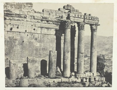 बाल्बेक हेलीओपोलिस, बृहस्पति का मंदिर, पश्चिमी अग्रभाग, सीरिया, 184951, 1852 मुद्रित। द्वारा मैक्सिम डू कैंप