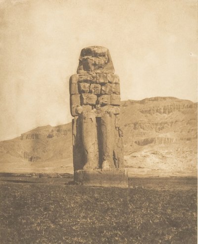 थेब्स वोकल स्टैच्यू या मेमनॉन के कोलोसस, 1849-50 में अमेनोफिस III का पुनर्स्थापित कोलोसस। द्वारा मैक्सिम डू कैंप