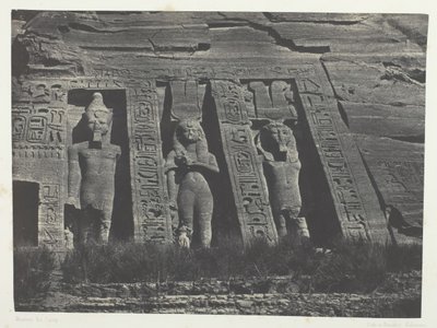 Ibsamboul, Hathor, नूबिया, 184951 के Speos के उत्तरी भाग, 1852 मुद्रित। द्वारा मैक्सिम डू कैंप