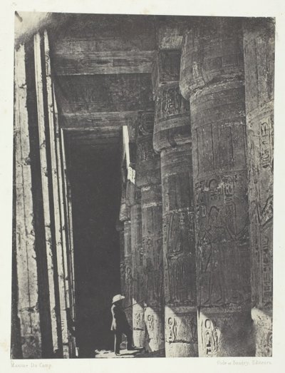 Medinet-Habou, गैलरी ऑफ़ द पैलेस ऑफ़ रामसेस-मियामौन, थेब्स, 184951, 1852 मुद्रित। द्वारा मैक्सिम डू कैंप