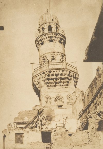 बीबर मस्जिद, काहिरा की झुकी हुई मीनार, दिसंबर 1849-जनवरी 1850। द्वारा मैक्सिम डू कैंप