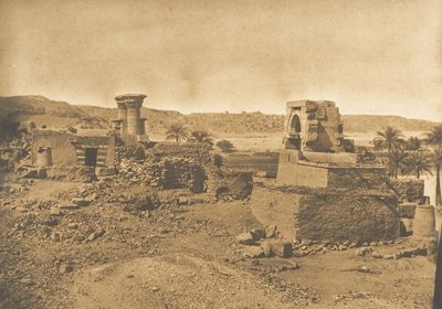 बेगुएह के खंडहर और गांव, फिलै के पश्चिम में एक छोटा सा द्वीप, 11 अप्रैल, 1850। द्वारा मैक्सिम डू कैंप