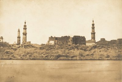 गिरगेह का दृश्य और तटरेखा हटाई गई - नील बाढ़ द्वारा, 1849-50। द्वारा मैक्सिम डू कैंप