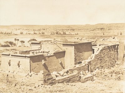कलाबचेह तल्मिस के मंदिर का सामान्य दृश्य, पहाड़ से लिया गया, 8 अप्रैल, 1850। द्वारा मैक्सिम डू कैंप