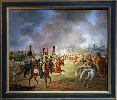 घोड़े पर सवार शिकारियों की 5वीं रेजिमेंट की लड़ाई (कैनवास पर तेल) द्वारा मैक्सिमिलियन जोसेफ डी शॉएनबर्ग