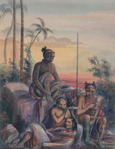Marquesas द्वीप समूह के Inhabitants, c.1841-48 द्वारा मैक्सिमिलिन रेडिगेट