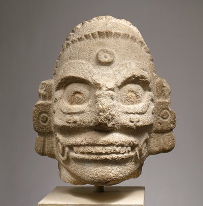 एक वर्षा देवता का सिर, c.1000 (जीवाश्म चूना पत्थर) द्वारा माया