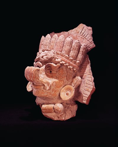 माया मकई के देवता, ओक्साका के प्रमुख, सी। 500 ई। (मिट्टी के बरतन) द्वारा Mayan