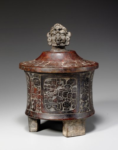 एक मायन ने लीद और नक्काशीदार तिपाई पोत, c.250-450 द्वारा माया मय