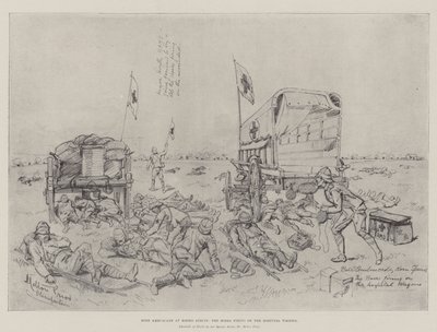 कौर भर्ती में Boer Ambuscade, हॉस्पिटल वैगन्स पर Boers गोलीबारी द्वारा मेल्टन प्रायर