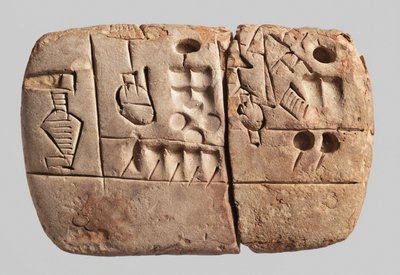 अर्ली पिक्टोग्राफिक क्यूनिफॉर्म टैबलेट, मेसोपोटामिया, उरुक, c.3100-2900 ईसा पूर्व (मिट्टी) द्वारा मेसोपोटामियन मेसोपोटामियन