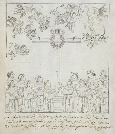 मिसिसिपी हंटर 242 f.239v डिएगो मुनोज़ कैमरगो द्वारा हिस्टोरिया डे टलैक्सकाला से पहला क्रॉस का निर्माण द्वारा मैक्सिकन स्कूल