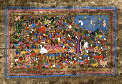 गाँव की लड़कियों का जश्न मनाने के लिए, गुएरेरो राज्य, मैक्सिको (चित्रित छाल) द्वारा मैक्सिकन स्कूल