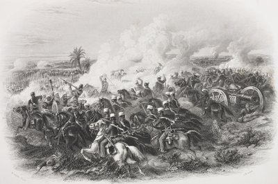 मूडी की लड़ाई, 1845, सीएच जेन्स द्वारा उत्कीर्ण, &39;गैलरी ऑफ हिस्टोरिकल पोर्ट्रेट्स&39; से, c.1880 प्रकाशित द्वारा माइकल एंजेलो हेस