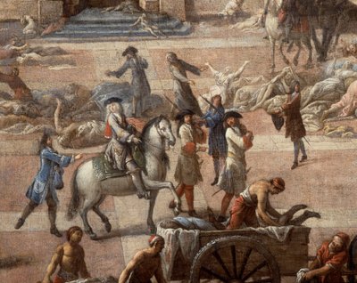 1720 के प्लेग के दौरान टाउन हॉल (मार्सिले का) का दृश्य द्वारा मिशेल सेरे