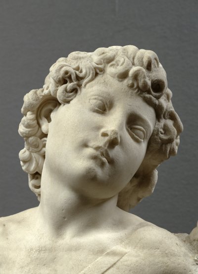 &39;मैनहट्टन&39; कामदेव के प्रमुख, c.1494-96 (संगमरमर) (विस्तार) द्वारा Michelangelo Buonarroti
