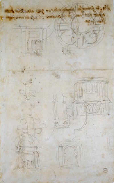 सेंट पीटर्स के लिए अध्ययन दिखाते हुए स्केच, c1490-1560 द्वारा माइकल एंजेलो बुओनारोती