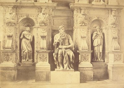 पोप जूलियस II का मकबरा (1453-1513) मूसा का विवरण लिआ और राहेल द्वारा घिरा हुआ है द्वारा माइकल एंजेलो बुओनारोती