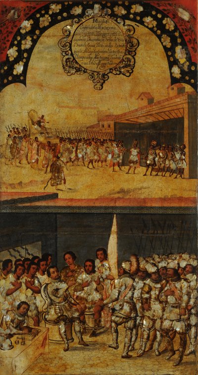 मेक्सिको की विजय, पैनल XV, c.1696-1715 (लकड़ी पर पेंट) द्वारा मिगुएल गोंजालेज