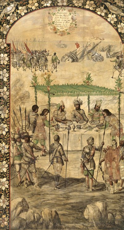 जहाजों के विनाश का आदेश देता है और 1520 में मोंटेज़ुमा (मोक्टेज़ुमा, मोटुकज़ोमा, मोटेकुहोमा) (1466-1520) के राजदूतों के साथ बैठक करता है - हर्नान कोर्टेस पार गोंजालेज, मिगुएल और जुआन (17 वीं शताब्दी का सक्रिय अंत) द्वारा मेक्सिको की विजय। लकड़ी पर तेल, आका द्वारा मिगुएल और जुआन गोंजालेज
