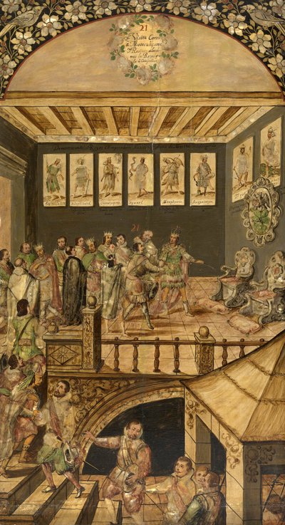 1520 में हर्नान्डो कोर्टेस (1485-1547) से मोंटेज़ुमा (मोक्टेज़ुमा, मोटेउक्ज़ोमा, मोटेकुहोमा) (1466-1520) की यात्रा - हर्नान कोर्टेस पार गोंजालेज, मिगुएल और जुआन (17वीं शताब्दी का सक्रिय अंत) द्वारा मेक्सिको की विजय। लकड़ी पर तेल, आकार: 97x53 द्वारा मिगुएल और जुआन गोंजालेज