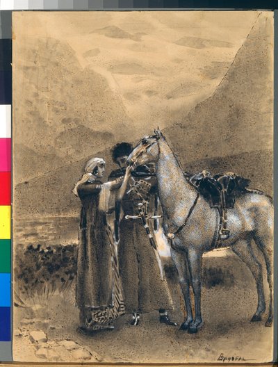 ज़ारा और इस्माइल की विदाई - मिखाइल लेर्मोंटोव (1814-1841) की कविता quot;इज़्माइल-बेquot; (इज़्माइल बे) का चित्रण - मिखाइल एलेक्ज़ेंड्रोविच व्रुबेल (व्रुबेल) (1856-1910) द्वारा काम द्वारा मिखाइल अलेक्जेंड्रोविच व्रुबेल