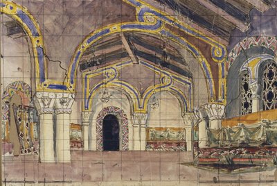 ओपेरा के लिए स्टेज डिज़ाइन। 1899 में एन। रिमस्की-कोर्साकोव द्वारा ज़ारस दुल्हन द्वारा मिखाइल अलेक्जेंड्रोविच व्रुबेल